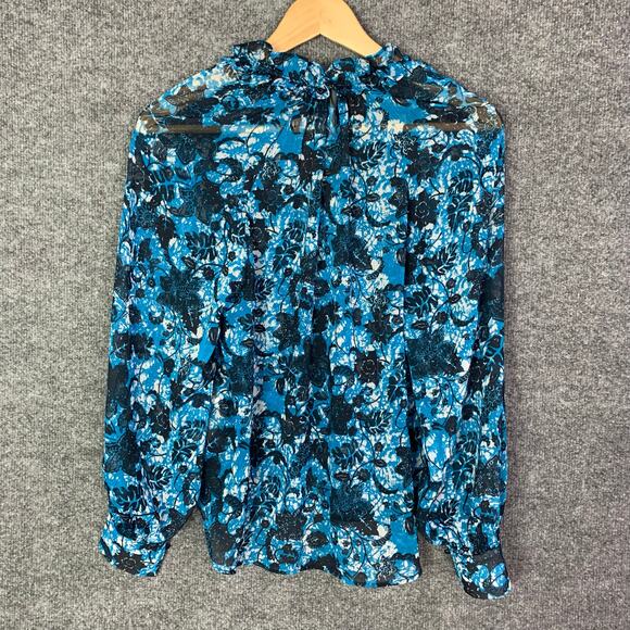 Anthropologie Sheer Printed Peasant Blouse Size XS‎ Floral - Picture 3 of 9